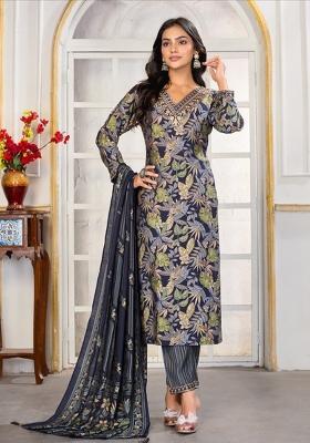 Rani Pink Embroidered Rayon Kurta Set