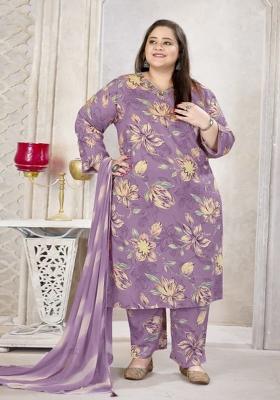 Purple Hand Work Rayon Kurta Set