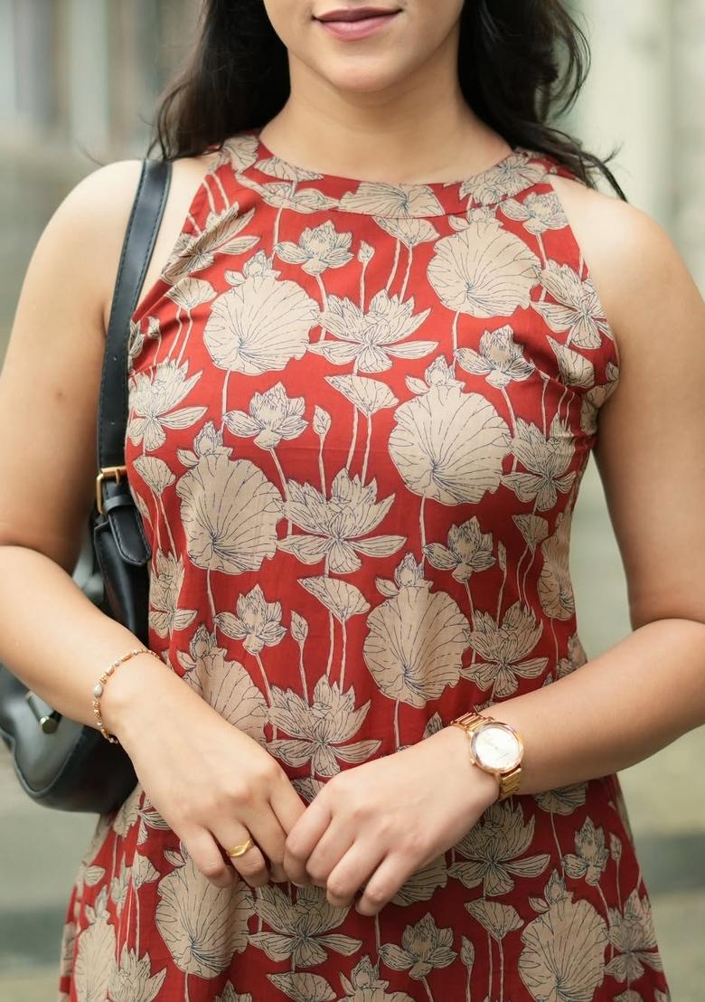 Red Printed Cotton Co-Ord Set - Indya