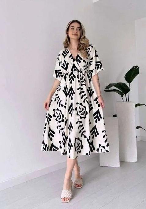 White Printed Cotton Indo Western Set