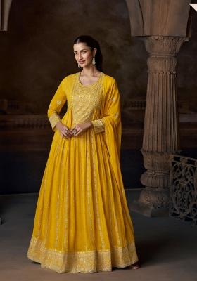 Yellow Embroidered Georgette Salwar Kameez