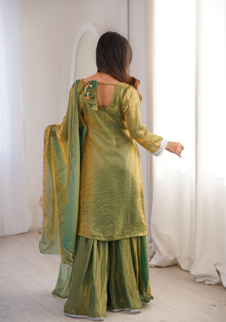 Magenta Lace Work Fendy Sharara Set - Indya