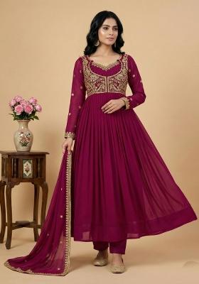 Pink Embroidery Georgette Kurta Set