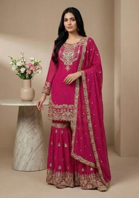 Pink Embroidery Georgette Kurta Set