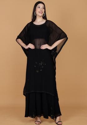 Black Sequins Georgette Indo Western Set