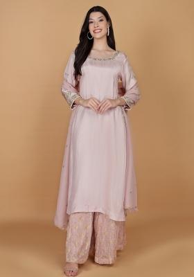 Light Pink Sequins Viscose Sharara Set