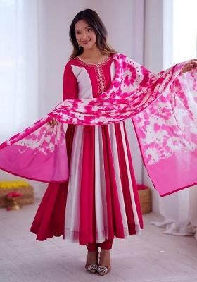 Multicolor Embroidery Silk Kurta Set