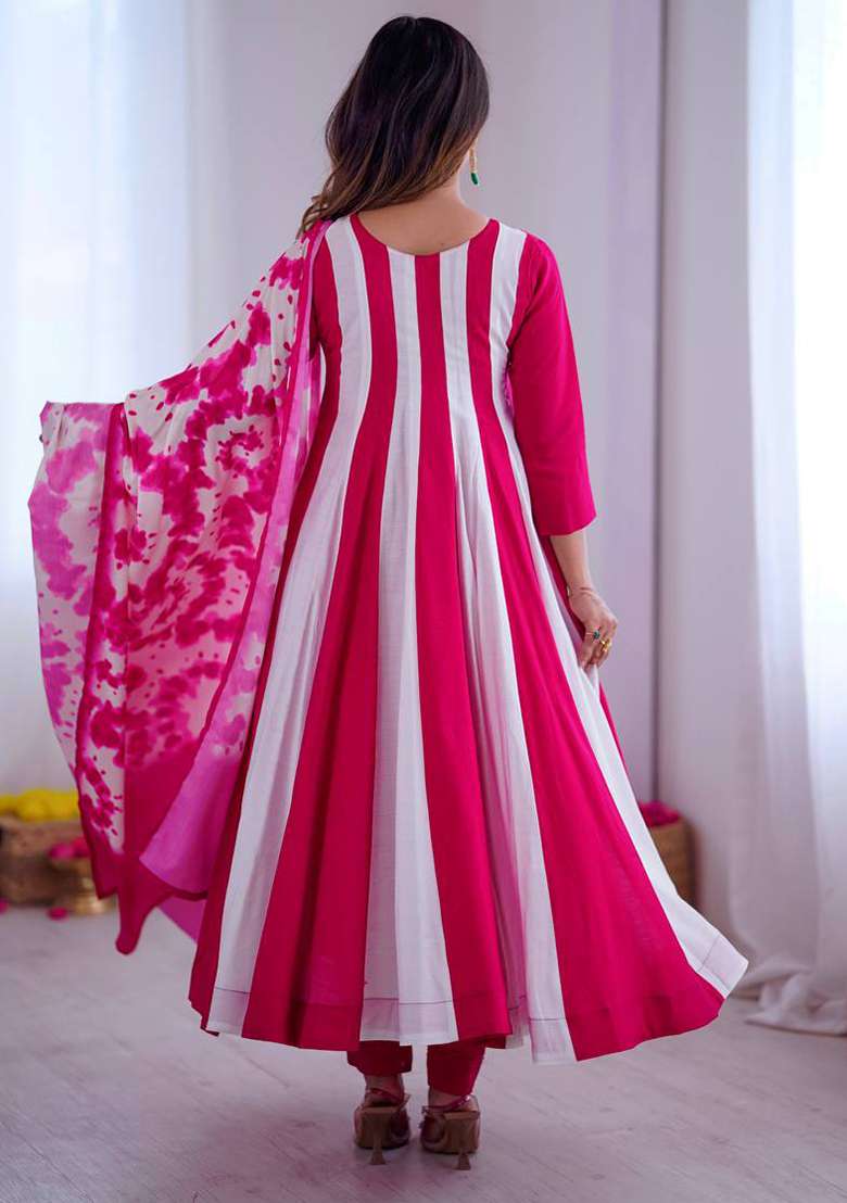 Multicolor Embroidery Silk Anarkali Set - Indya