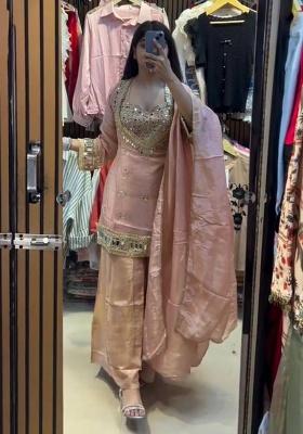 Peach Embroidery Cosmos Kurta Set