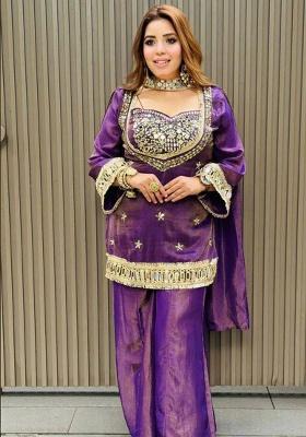 Purple Embroidery Cosmos Kurta Set