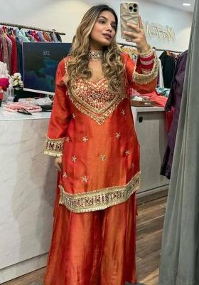 Red Embroidery Cosmos Kurta Set
