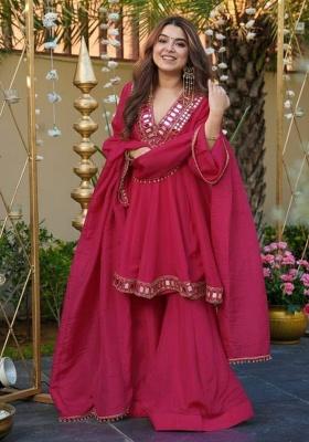 Pink Embroidery Cosmos Kurta Set