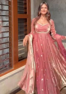 Pink Embroidery Silk Kurta Set