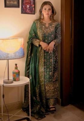 Green Embroidery Georgette Kurta Set