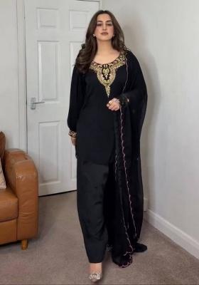 Black Embroidery Georgette Kurta Set