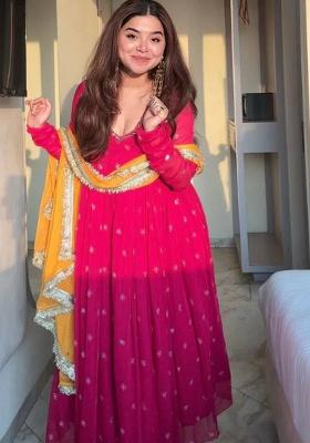 Pink Embroidery Georgette Kurta Set