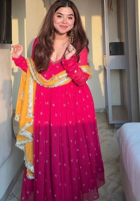 Pink Embroidery Georgette Kurta Set