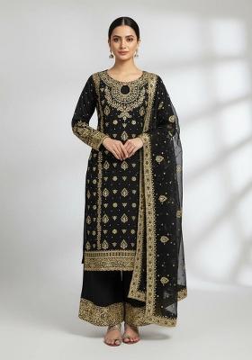 Black Embroidery Georgette Kurta Set