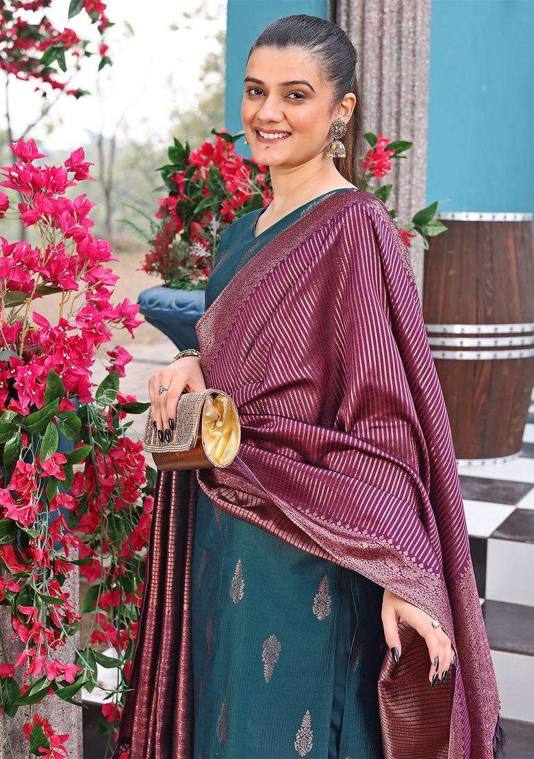Blue Printed Crepe Straight Kurta Set - Indya