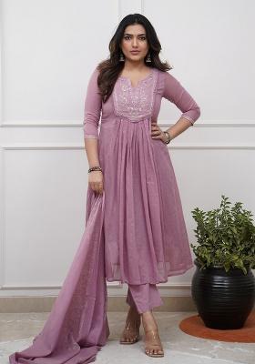 Onion Embroidery Cotton Kurta Set