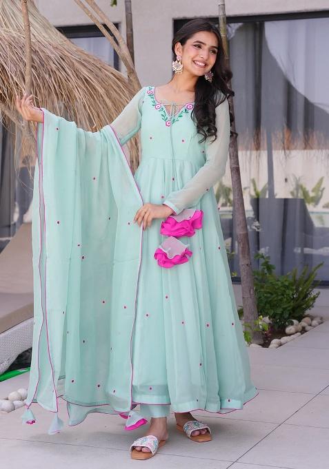 Rama Embroidery Georgette Kurta Set