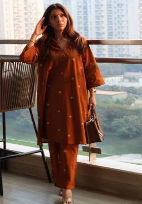 Brown Printed Cotton Co-Ord Set