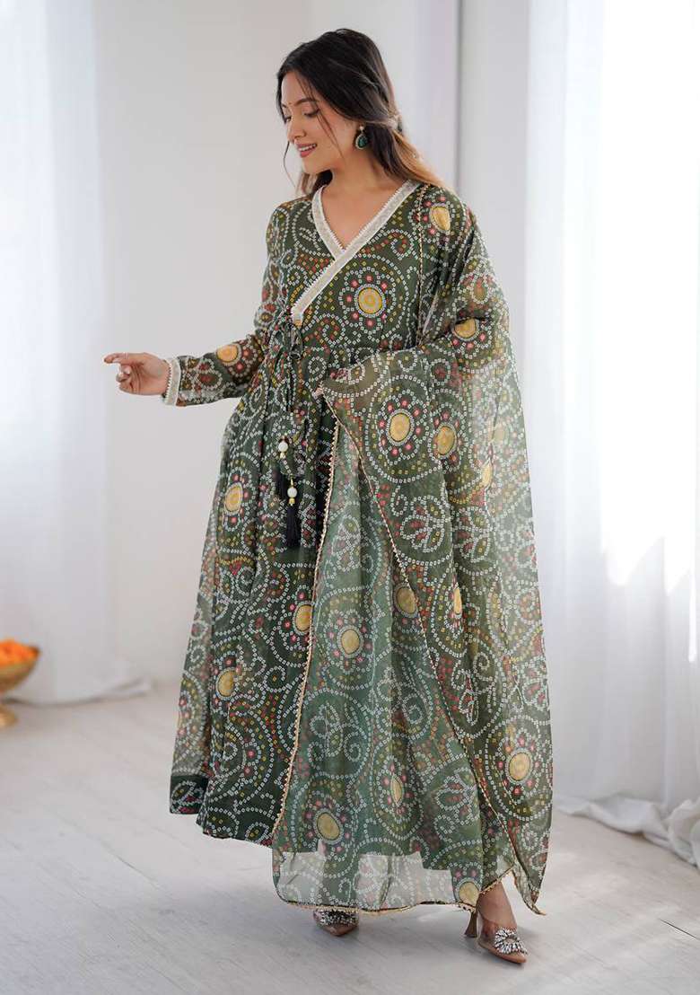 Multicolor Printed Georgette Anarkali Set - Indya