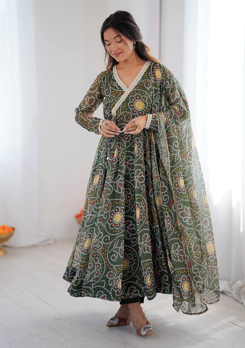 Multicolor Printed Georgette Kurta Set - Indya