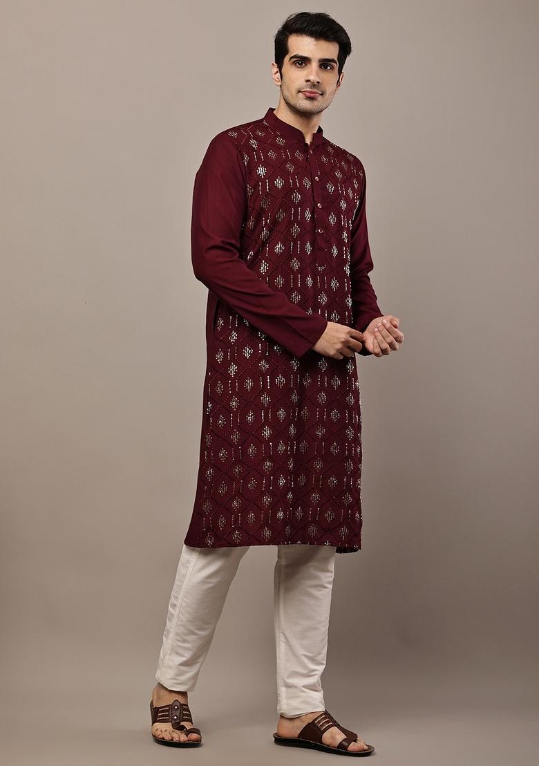 Green Embroidery Viscose Kurta Set - Indya