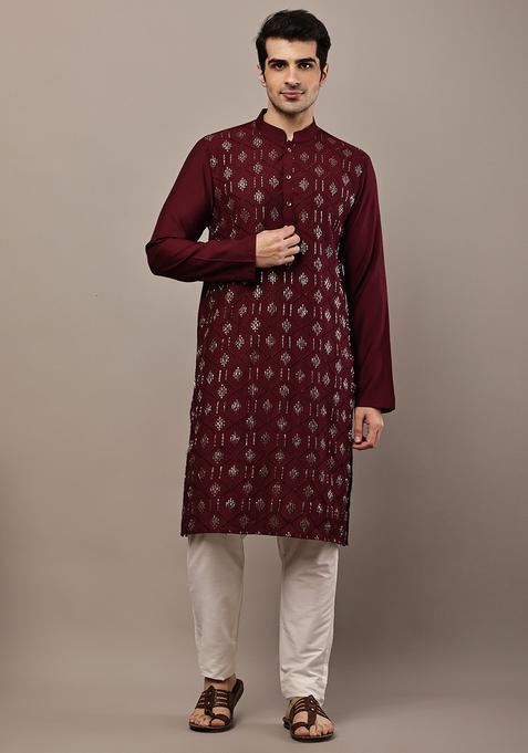 Green Embroidery Viscose Kurta Set