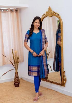 Firozi Weaving Work Cotton Kurta Set