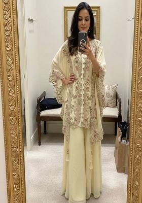 White Embroidered Georgette Co-Ord Set