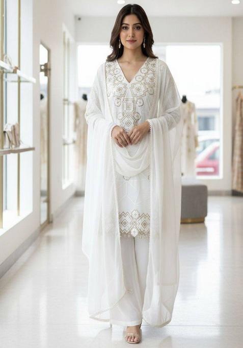 Black Embroidered Georgette Kurta Set