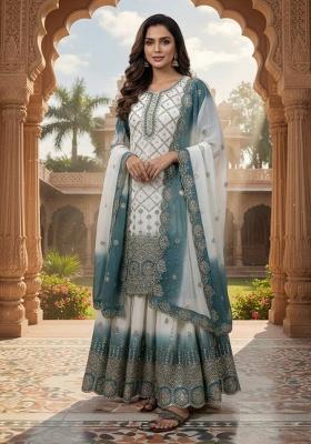 Multicolor Thread Work Georgette Kurta Set