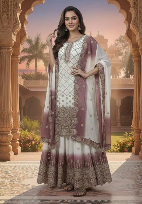 Multicolor Thread Work Georgette Kurta Set