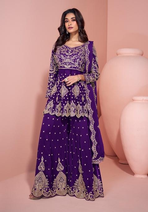 Blue Embroidery Georgette Pakistani Suit Set