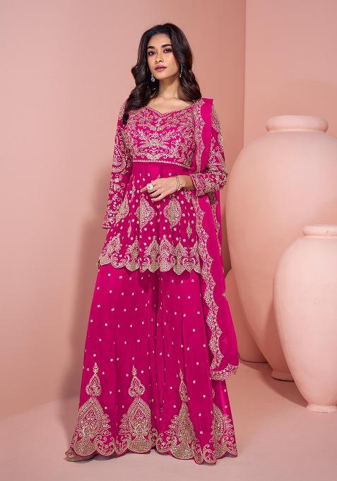 Pink Embroidery Georgette Pakistani Suit Set
