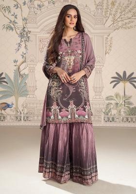 Onion Pink Printed Crepe Kurta Set