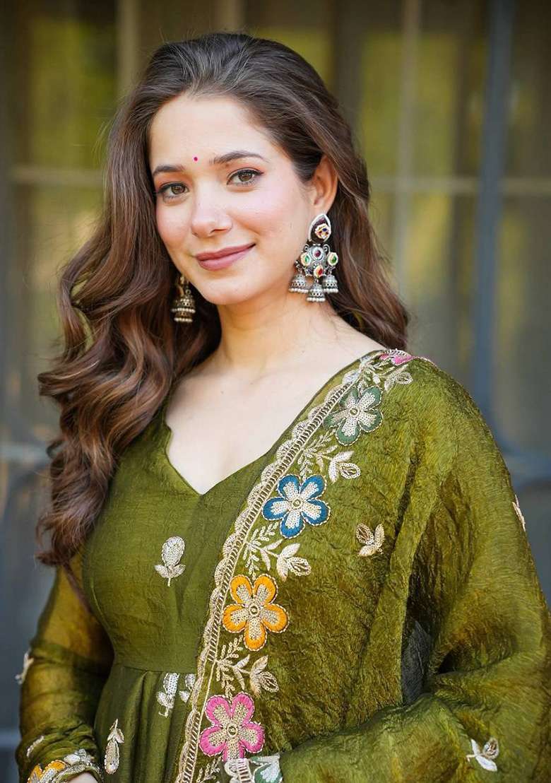 Mehendi Embroidery Silk Sharara Set - Indya