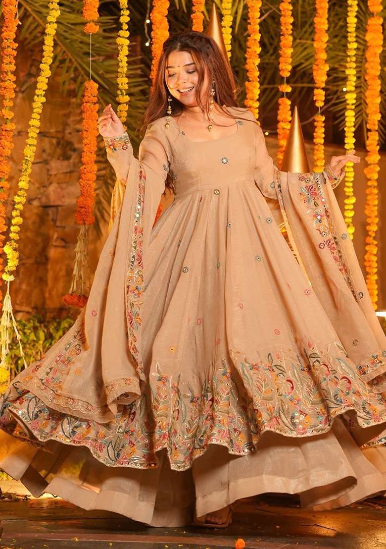 Chiku Embroidery Silk Sharara Set - Indya