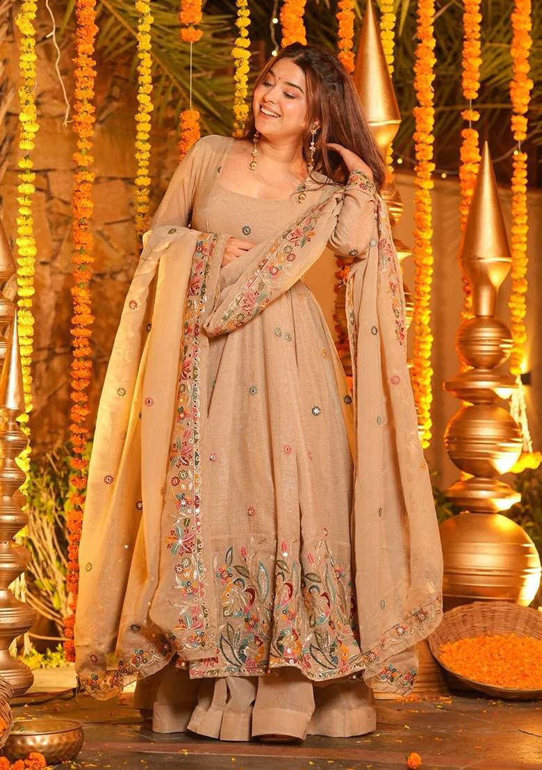 Chiku Embroidery Silk Sharara Set - Indya
