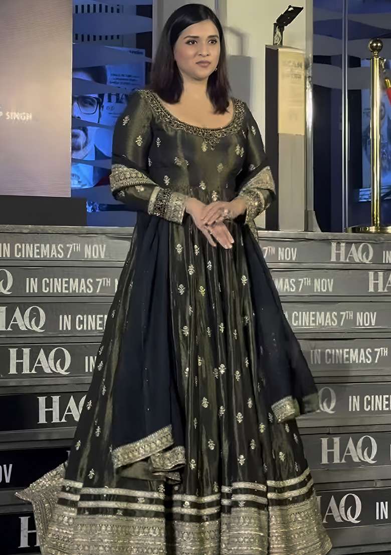 Green Embroidered Silk Blend Anarkali Set - Indya