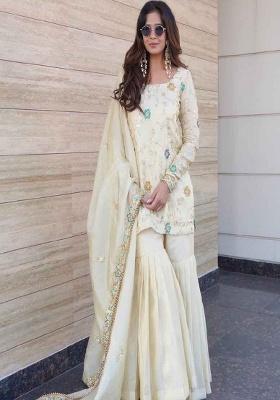 White Embroidery Chinon Kurta Set