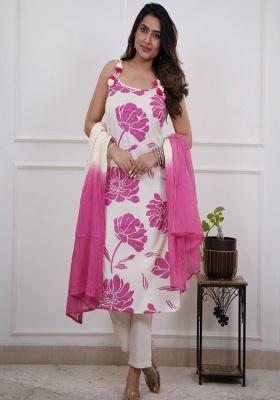 Pink Embroidery Cotton Kurta Set