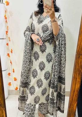 White Embroidery Cotton Kurta Set