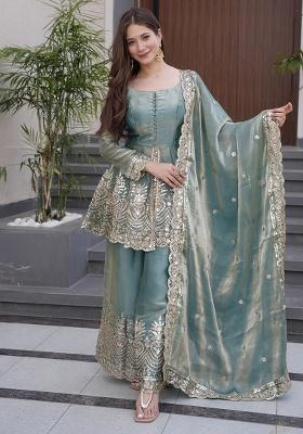 Rama Embroidered Silk Kurta Set