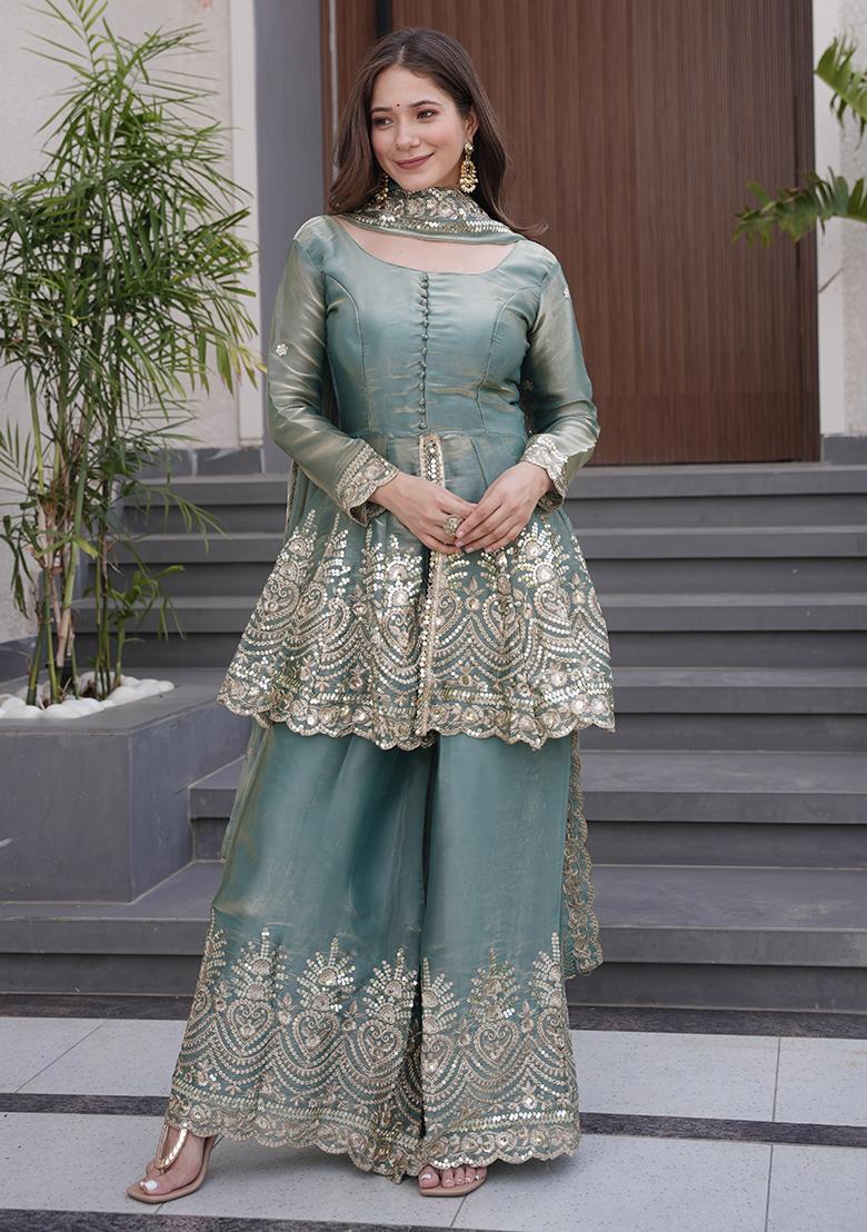 Rama Embroidered Silk Kurta Set - Indya