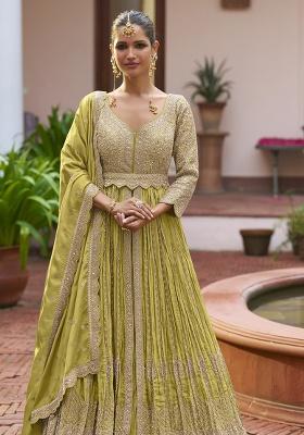 Chiku Embroidered Silk Anarkali Set