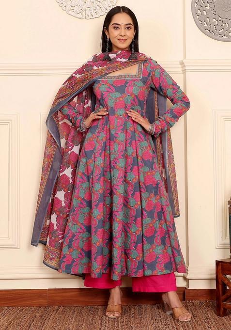 Multicolor Printed Viscose Kurta Set