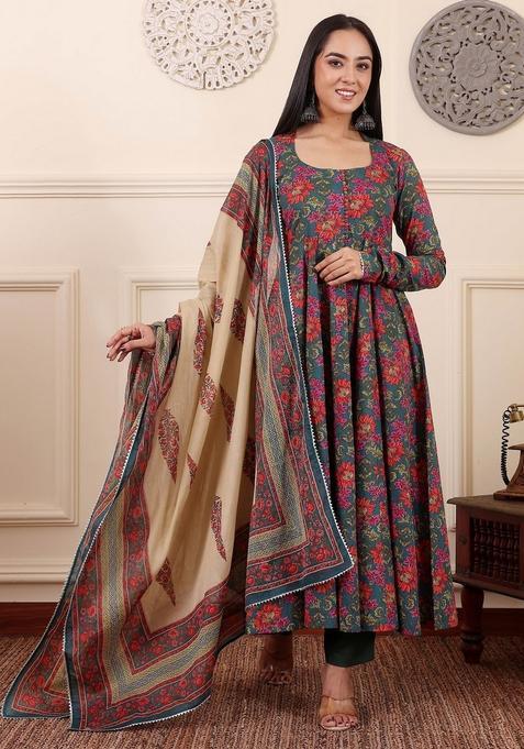 Multicolor Printed Viscose Kurta Set